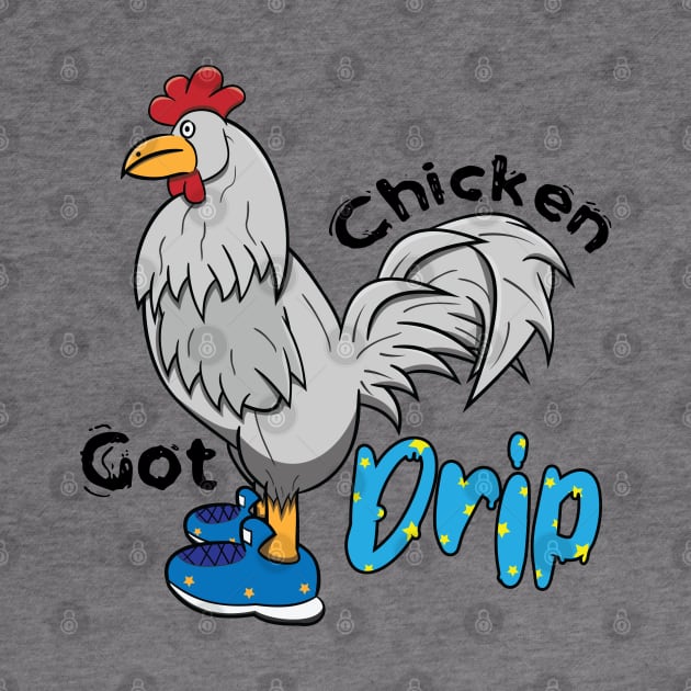 Chicken With Shoes White Blue DRIP by Dad n Son Designs